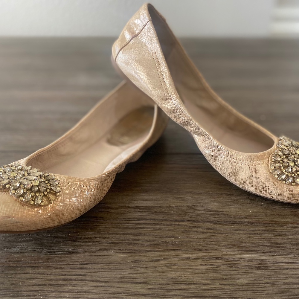 Antonio Melani Gold Metallic Flat with Embellishments - Size 10M